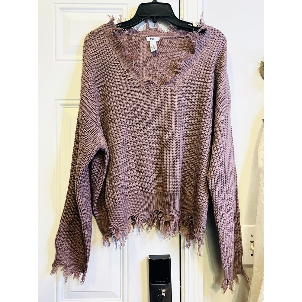 Plus Size Cottagecore 1X Dusty Mauve Long Sleeve Knit Sweater Grunge Rue+ Boho
